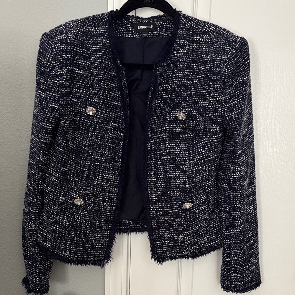 Express Women's Navy Textured Blazer